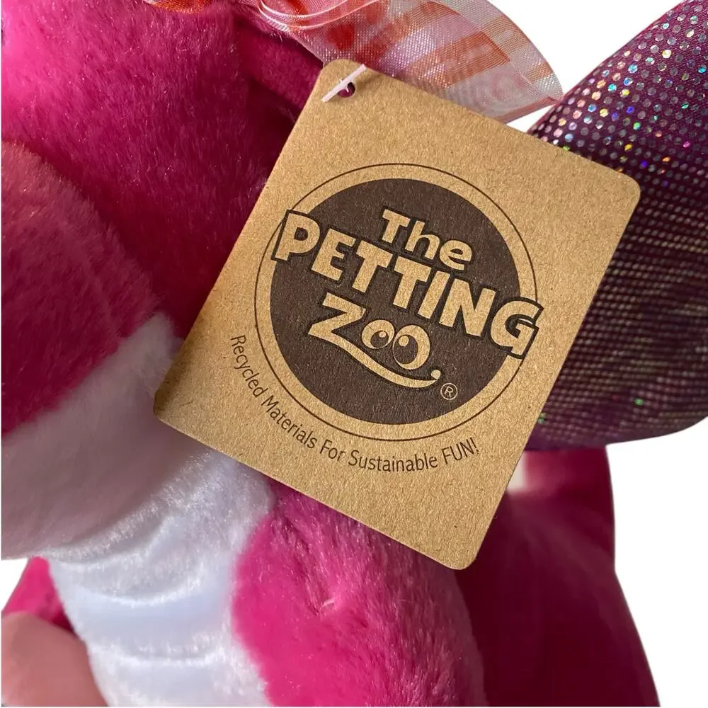 NWT The Petting Zoo Pink Dragon with Shimmery Heart Plush 10